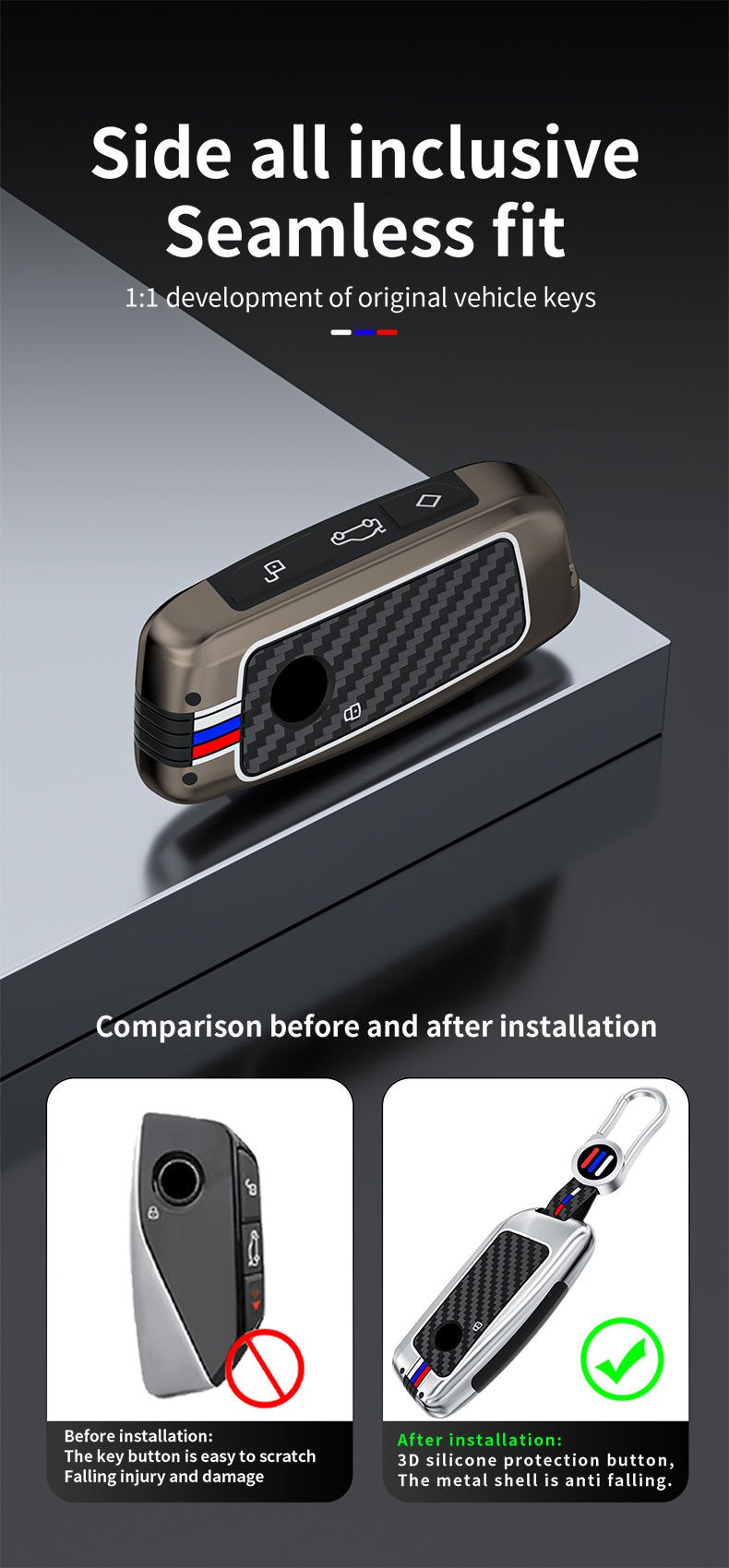 Alloy & Carbon - BMW Compatible Key Fob Cover