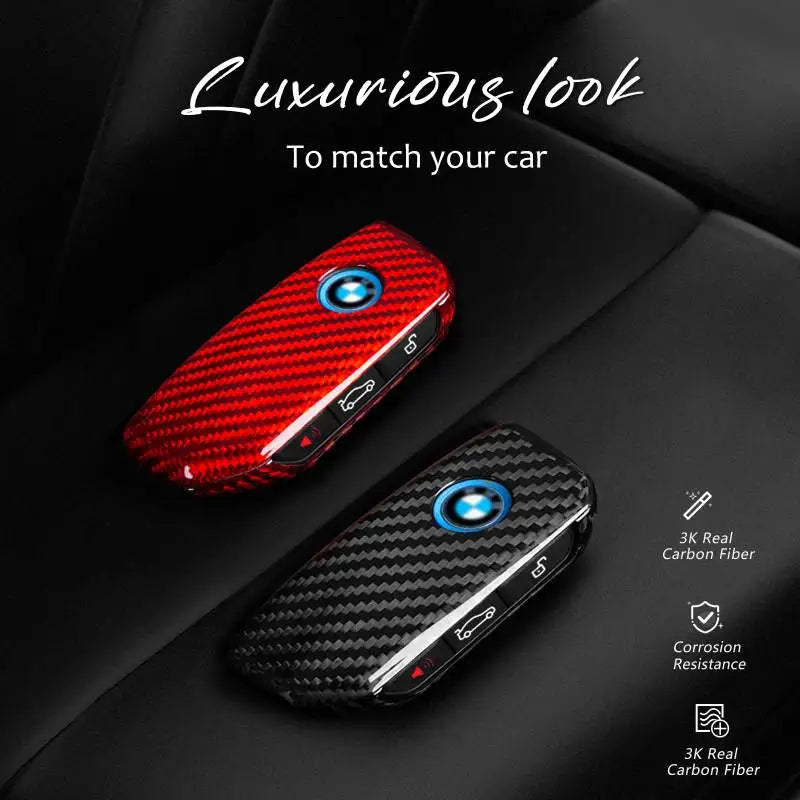 Real Carbon Fiber BMW Compatible Key Fob Cover